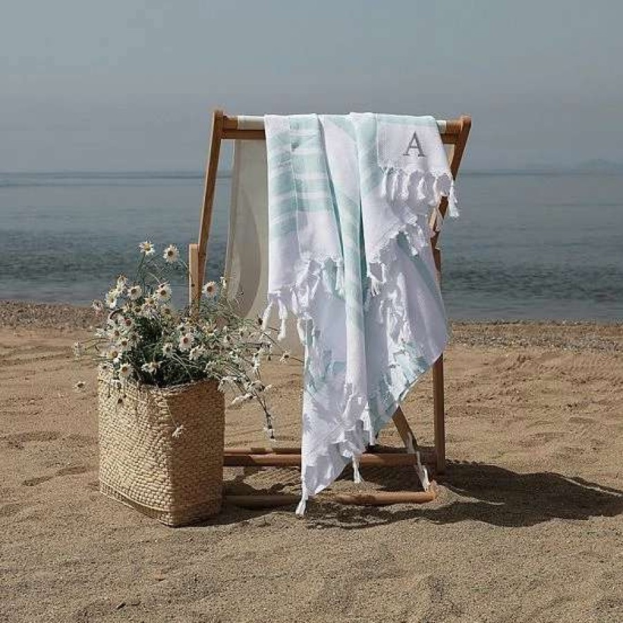 Bed & Bath * | Linum Home Textiles Turkish Cotton Herringbone Personalized Pestemal Beach Towel