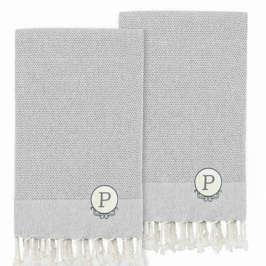 Bed & Bath * | Linum Home Textiles Turkish Cotton Personalized Fun In Paradise Pestemal 2-Pack Hand Towel Set