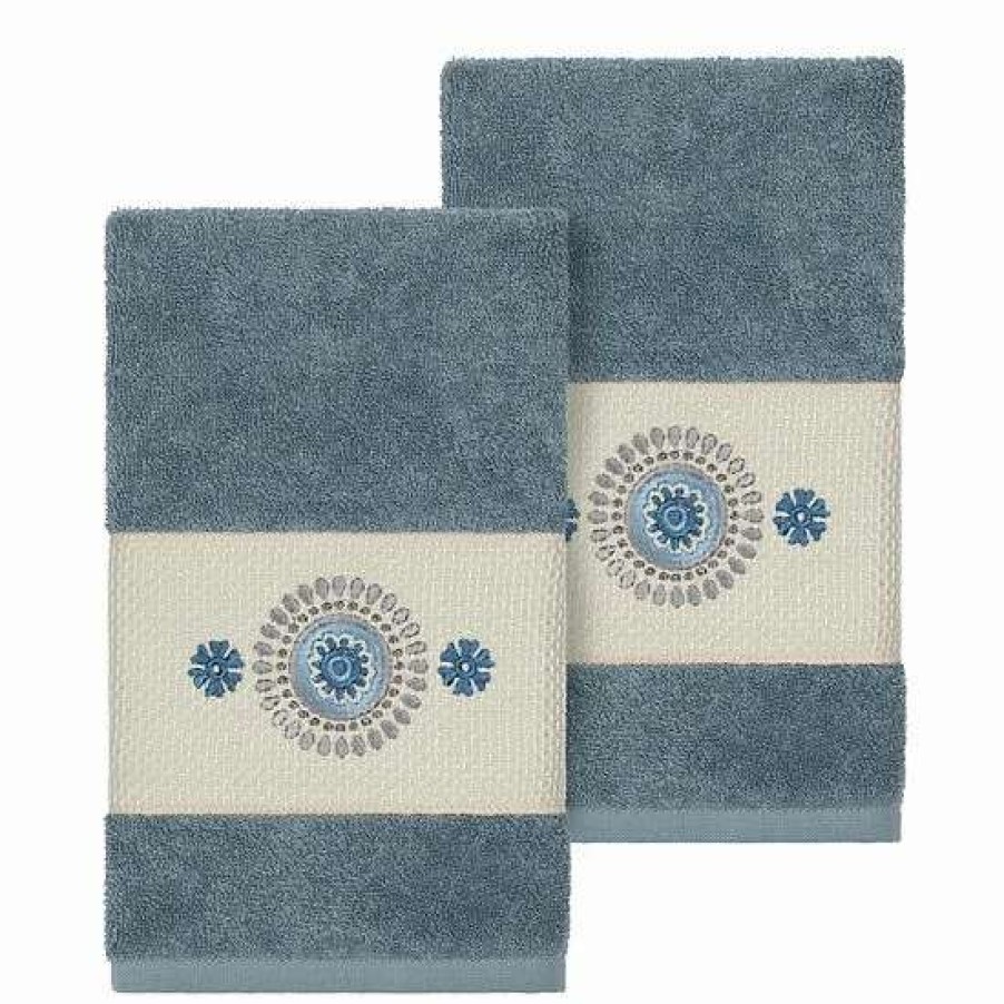 Bed & Bath * | Linum Home Textiles Turkish Cotton Isabelle Embellished Hand Towel Set White