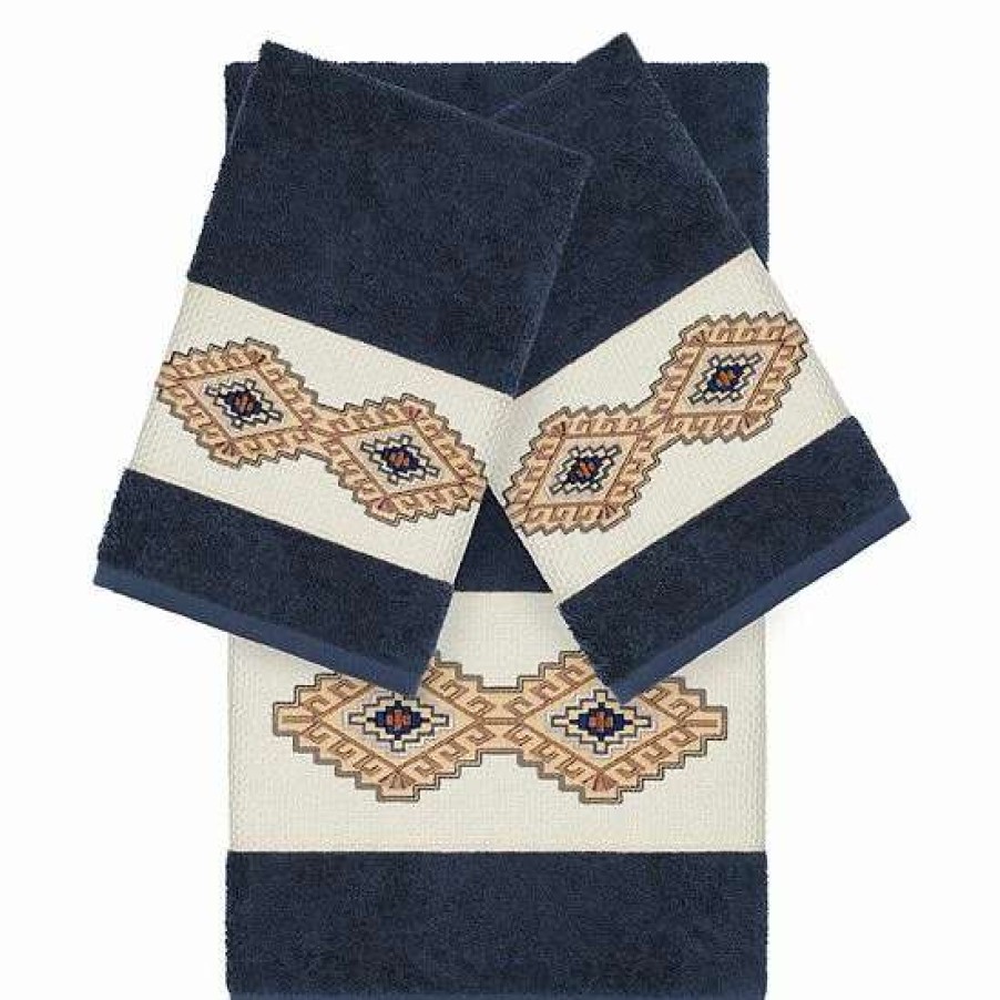 Bed & Bath * | Linum Home Textiles 3-Piece Turkish Cotton Gianna Embellished Towel Set White