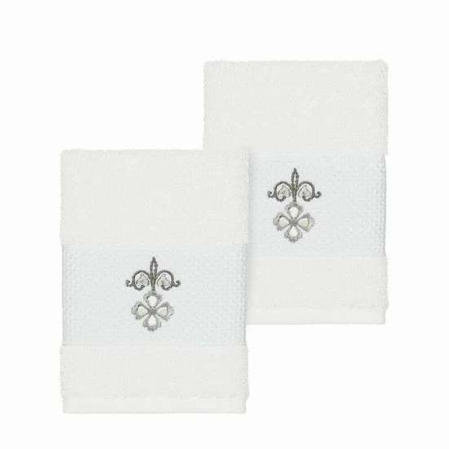 Bed & Bath * | Linum Home Textiles Turkish Cotton Quinn Embellished Washcloth Set Cream