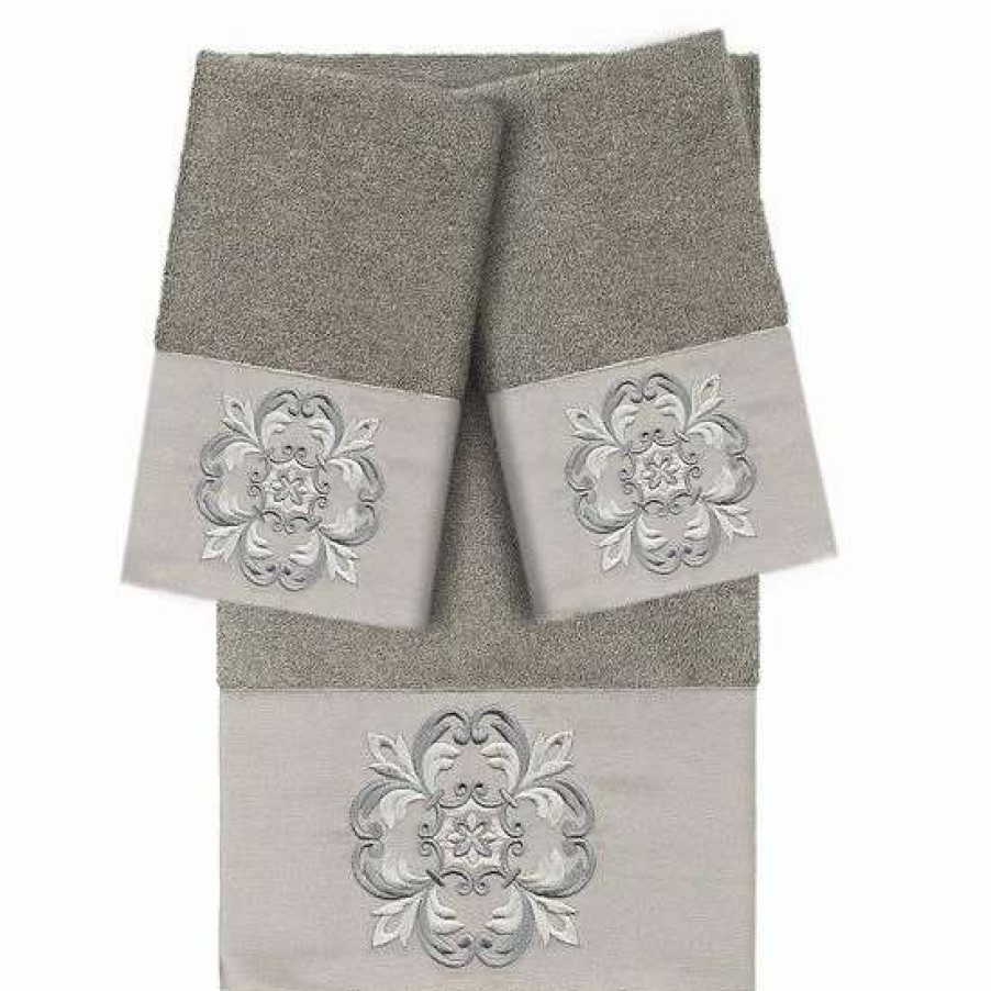 Bed & Bath * | Linum Home Textiles Turkish Cotton Alyssa 3-Piece Embellished Bath Towel Set White