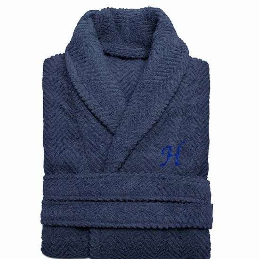 Clothing * | Linum Home Textiles Turkish Cotton Personalized Herringbone Weave Bathrobe