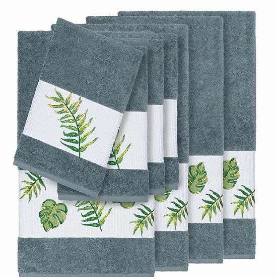 Bed & Bath * | Linum Home Textiles Turkish Cotton Zoe 8-Piece Embellished Towel Set Teal