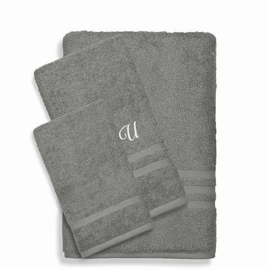 Bed & Bath * | Linum Home Textiles Turkish Cotton Denzi 3-Piece Personalized Towel Set