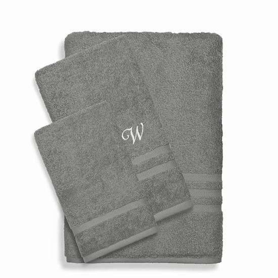 Bed & Bath * | Linum Home Textiles Turkish Cotton Denzi 3-Piece Personalized Towel Set