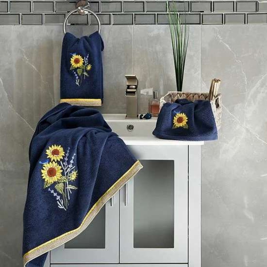 Bed & Bath * | Linum Home Textiles Turkish Cotton Girasol 2-Piece Embellished Bath Towel Set Silver