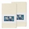 Bed & Bath * | Linum Home Textiles Turkish Cotton Ava 2-Pack Embellished Hand Towel Set Light Gray